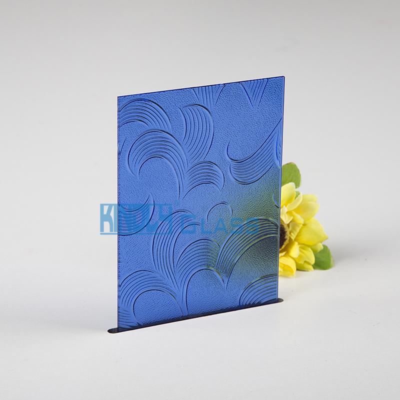 Blue May Flower Patterned Glass